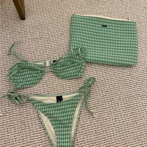 Triangl Swimwear Green Checkered Bikini Set